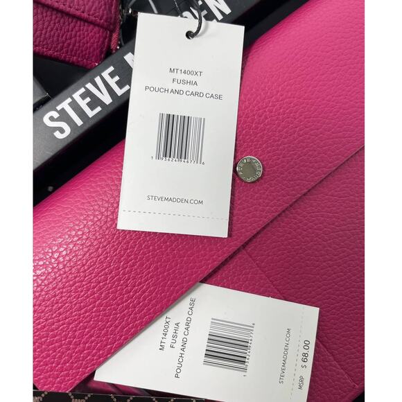 Steve Madden Womens Fuchsia 2 Piece Card Case Travel Pouch Gift Set NEW - Picture 6 of 11